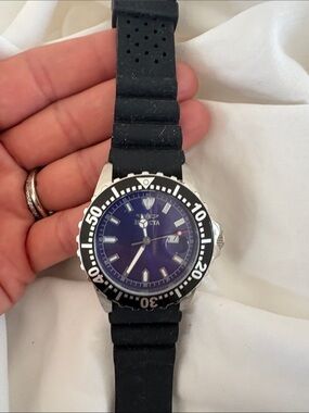 Invicta Blue Dial Watch with Black Bezel and Strap